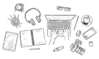work from home handdrawn collection vector