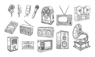 old electronics handdrawn collection vector