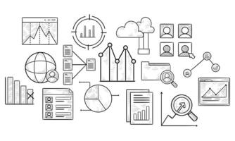 data analytics handdrawn collection vector