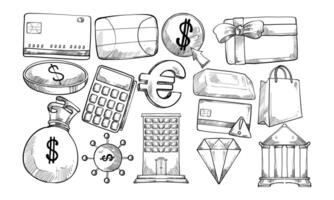 Payments handdrawn collection vector