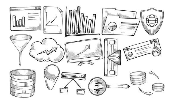 network computing handdrawn collection vector