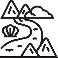 A black and white illustration of a mountain range vector