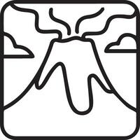 Volcano icon illustration on the square with smoke vector