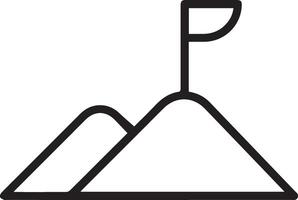 a black and white simple mountain illustration with a flag on the top vector