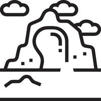 A mountain with a cave and clouds in the background vector