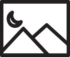 A black and white image of a mountain and moon vector