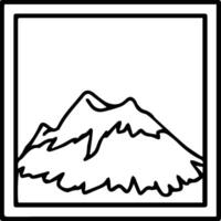 A black and white drawing of a mountain on the square pigura vector