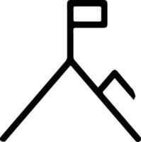 A black and white symbol of a mountain with a flag on top vector