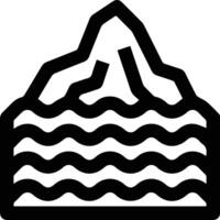 A black and white icon of a mountain with waves vector