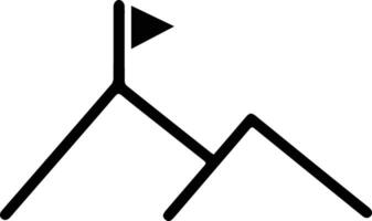 A black and white image of a mountain with a flag vector