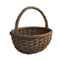 Rustic Wicker Basket, Isolated on Transparent Background, High-Resolution Stock Image png