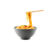 A bowl of noodles with chopsticks on top png
