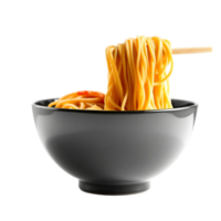 A bowl of spaghetti with chopsticks on top png