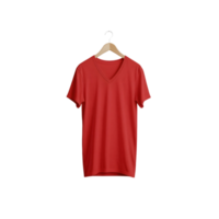 Red v-neck t-shirt on a hanger png