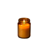 A candle in a mason jar on a black background png