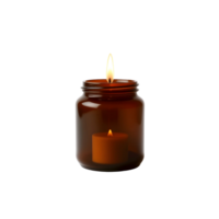 A glass jar with a candle in it png