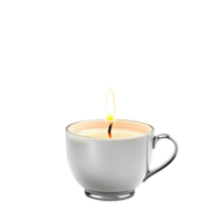 A candle is lit in a cup on a black background png