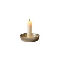 A single candle is lit in a small bowl png