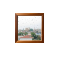 A window with rain drops on it and a view of a city png