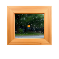 A wooden frame with raindrops on it png