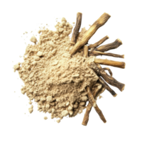 Licorice Powder with Roots for Culinary and Herbal Uses on transparent background png