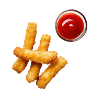 Crispy Mozzarella Cheese Sticks with Ketchup for Appetizing Snacking on transparent background png