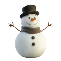 Cheerful Snowman Cartoon Character for Christmas Celebrations on transparent background png