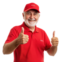 Smiling Elderly Man in a Red Polo Shirt - Positive Aging on transparent background png