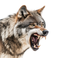 Angry Gray Wolf Roaring Isolated on a White Background on transparent background. png