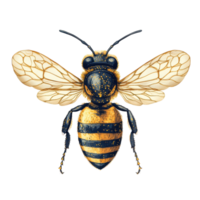 Close-Up View of a Bee Isolated on White Background for Nature and Education Use on transparent background. png