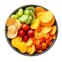 Healthy Snack Bowl with Colorful Fruits and Vegetables on transparent background. png