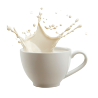 Overflowing Milk with Splashes Around a Cup png