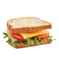 a sandwich with cheese, lettuce and tomato on a transparency background png