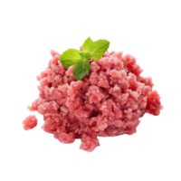 raw meat with mint leaves on top isolate on transparency background png