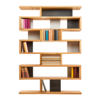 Modern Bookshelf side view full length isolate on transparent background, png