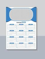 Modern 2025 One Page Wall Calendar Design Template vector