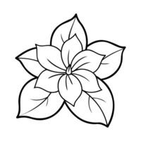 A black and white line drawing of a jasmine flower with layered petals vector