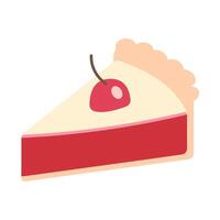 Isolated of a piece of cake with cherry on a white background vector