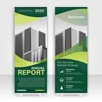 Annual report design showcasing modern architecture and strategic information for 2025 vector