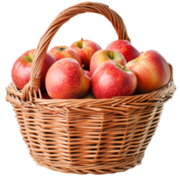 Basket of Fresh Apples Isolated on Transparent Background for Creative and Digital Design Projects png