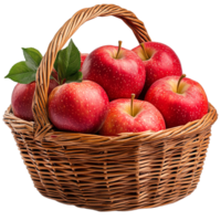 Basket of Fresh Apples Isolated on Transparent Background for Graphic Design and Creative Projects png