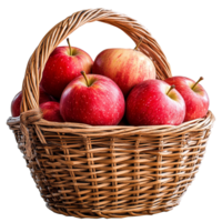 Fresh Apples in a Basket Isolated on Transparent Background for Creative and Professional Use png