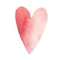 Watercolor Pink or red heart. Valentines day hand drawn symbol isolated on a white background. Love and Romantic design element for cards, invitations and prints. vector
