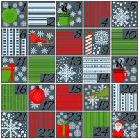 Cozy Advent calendar with various Christmas and holiday attributes vector