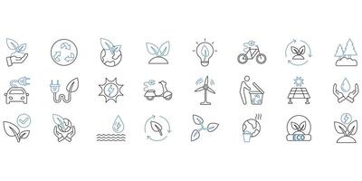 Ecology icons set. Set of editable stroke icons.Set of Ecology vector