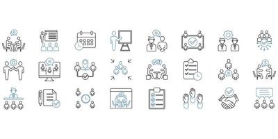 meeting icons set. Set of editable stroke icons.Set of meeting vector