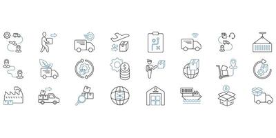 Logistics icons set. Set of editable stroke icons.Set of Logistics vector
