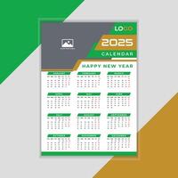2025 Happy New Year One Page Calendar Design Template, 2025 Calendar Design Ready For Print vector