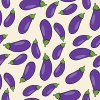 seamless pattern with purple eggplant vector