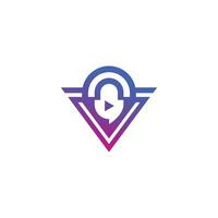Key shield color gradation, digital security logo design inspiration vector